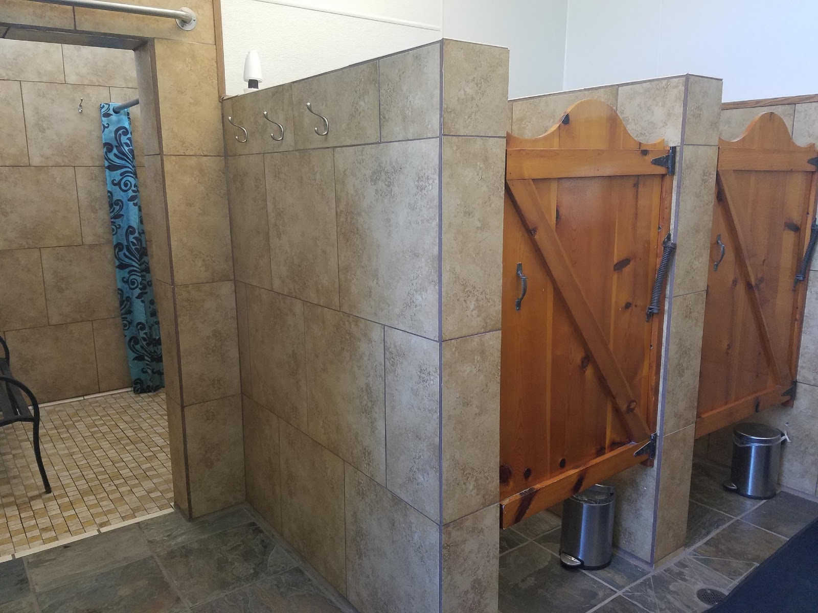 We clean and sanitize our restrooms and showers daily plus our showers are always hot! We also have a handicap accessible restroom and shower available.