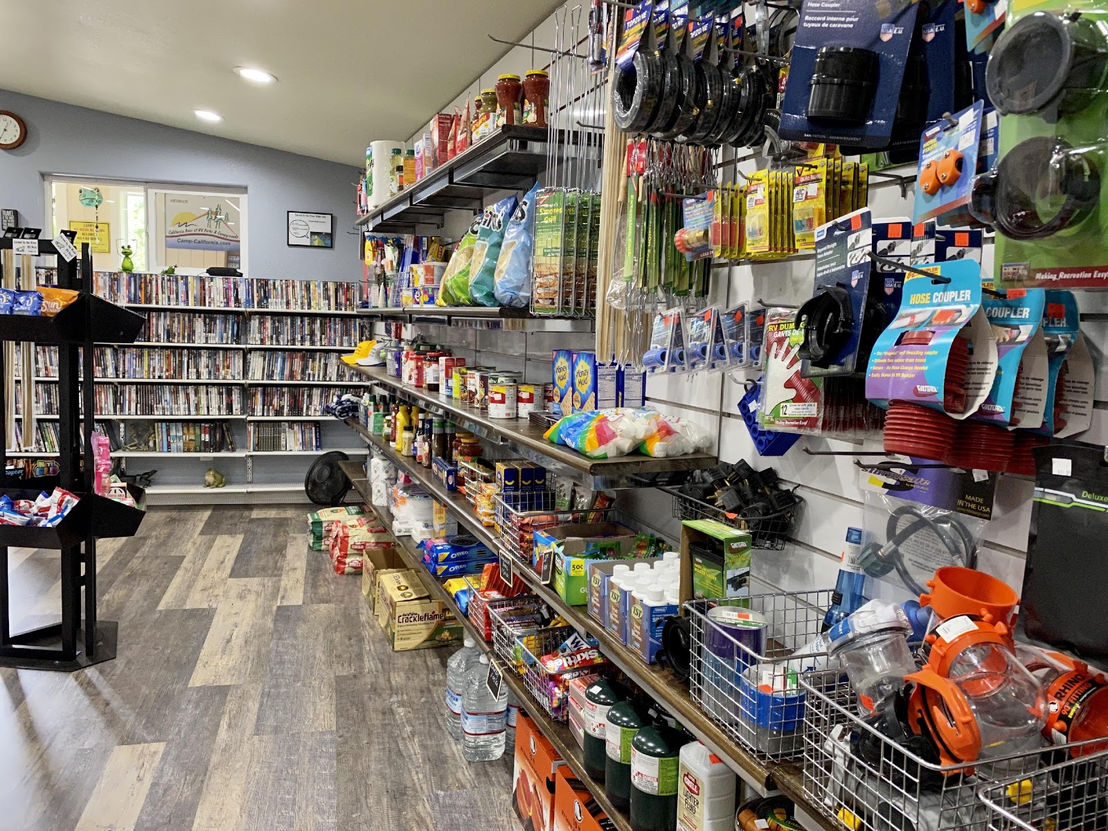Our sundry shop in the main office is here to provide you with common RV supplies, staple snacks, cold soft drinks, ice cream and camping food. We also offer fire pit rentals, ice and a propane exchange service.